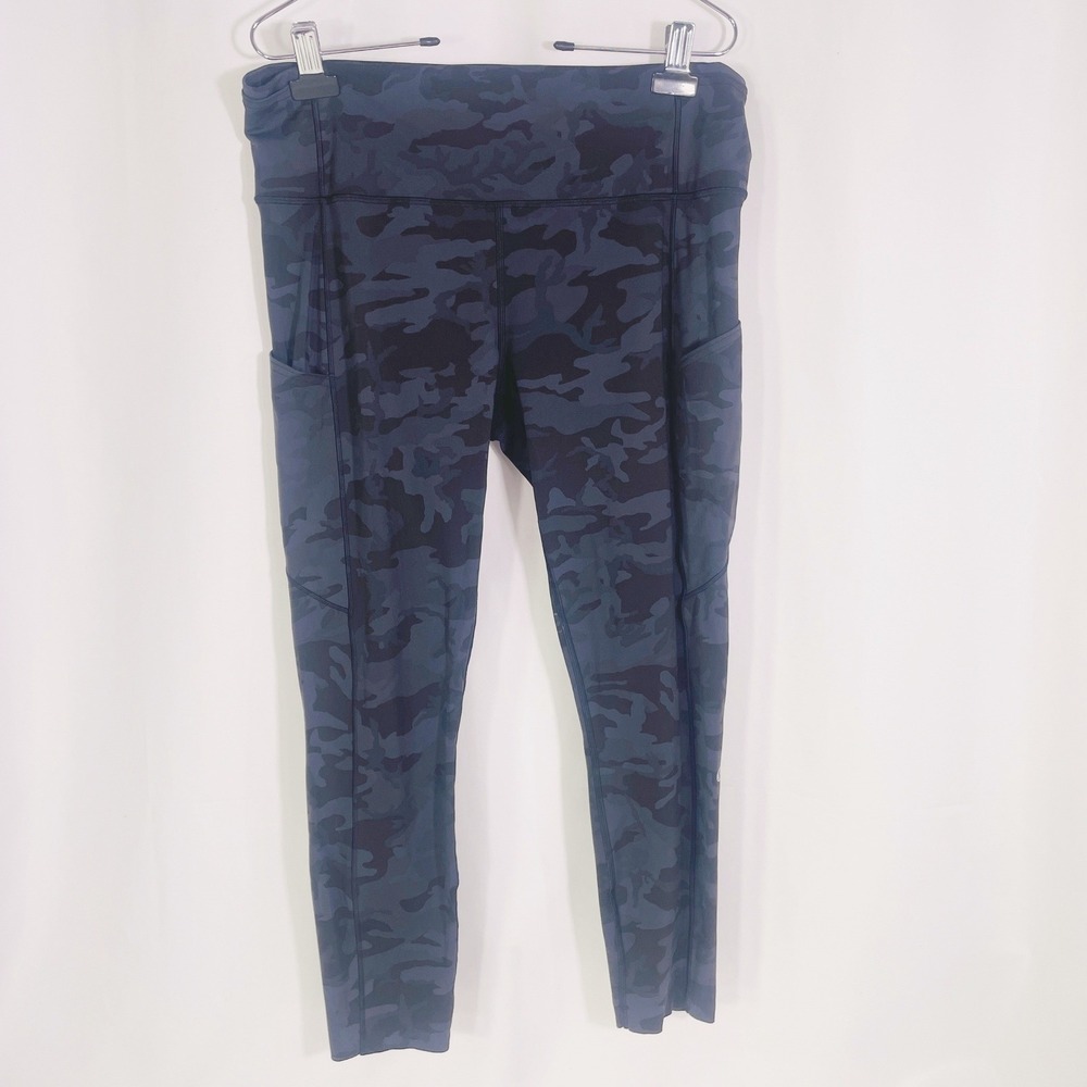 Lululemon Fast and Free Tight Sz 12 25" Inseam High-Rise Camo Deep Coal Gray